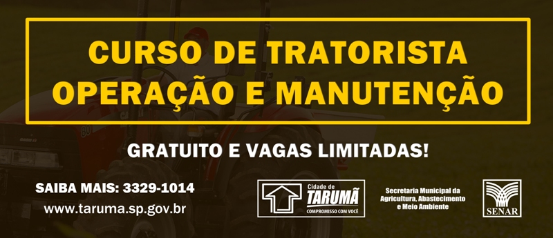 Curso de Tratorista é gratuito.